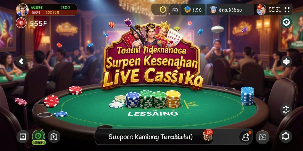 Tampilan gameplay Live Casino 555F yang mendebarkan dan interaktif.