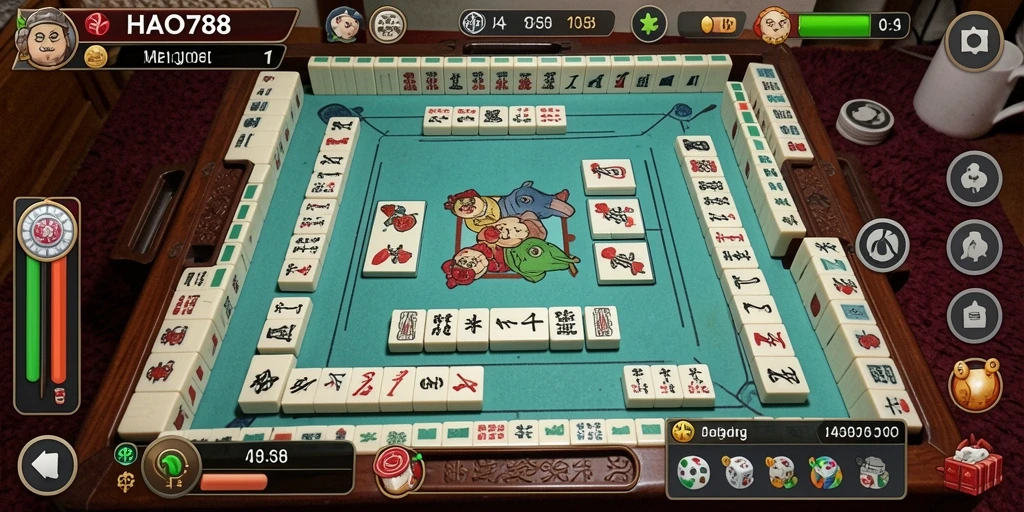 Screenshot HAO788 menampilkan gameplay Mahjong yang menarik.