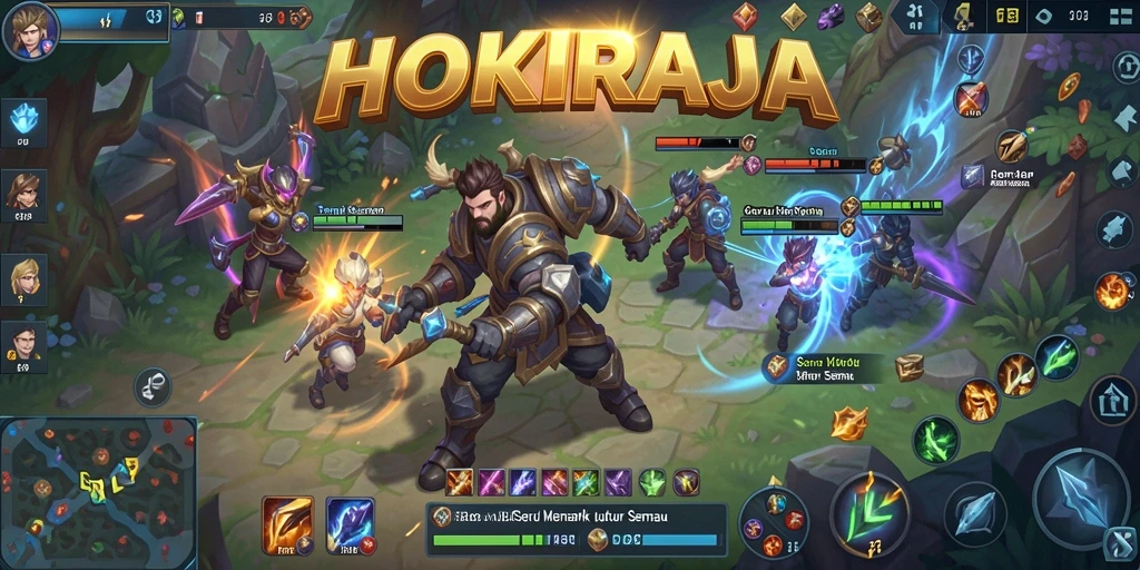 Tampilan gameplay HOKIRAJA yang mendebarkan di arena MOBA.
