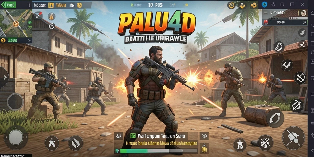 Screenshot gameplay <strong>PALU4D</strong> yang menunjukkan aksi pertempuran seru dalam Battle Royale.